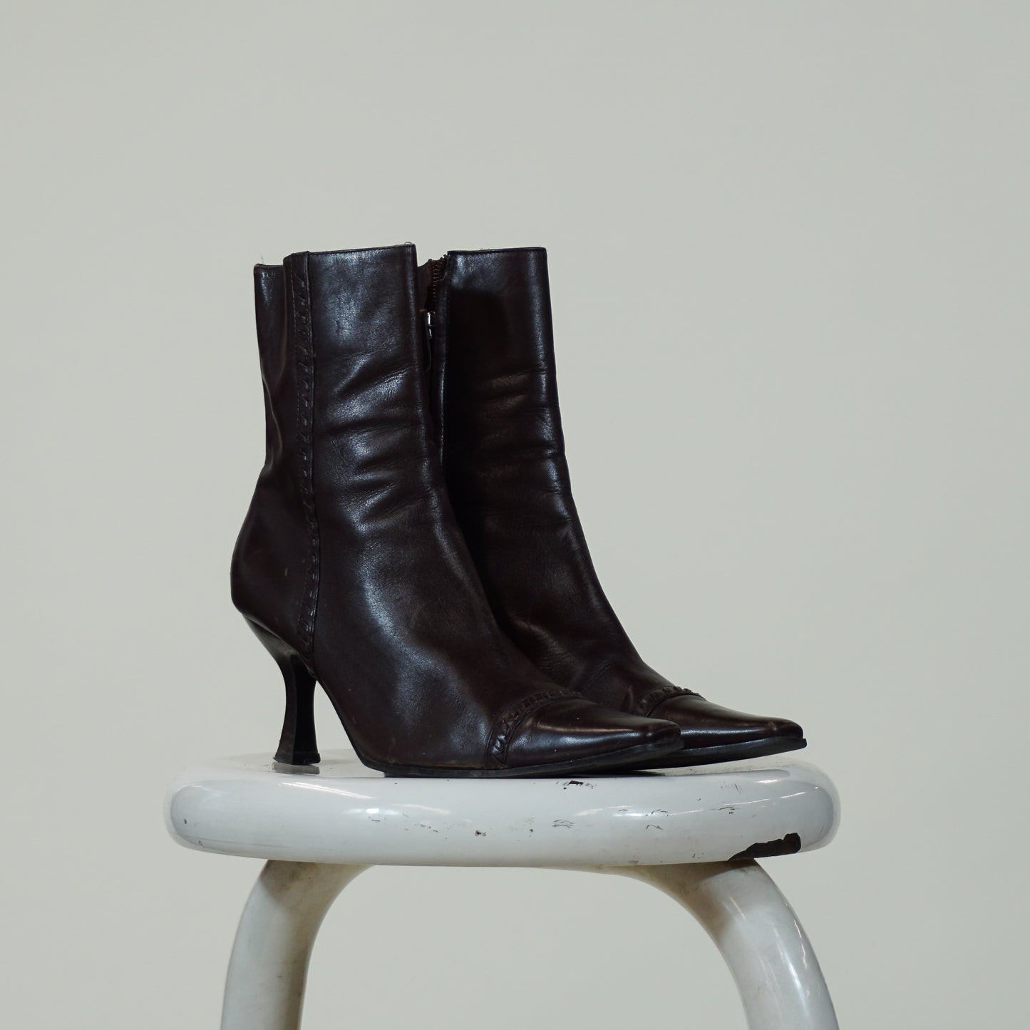 Aldo Brown Leather Heel Boots (7.5)