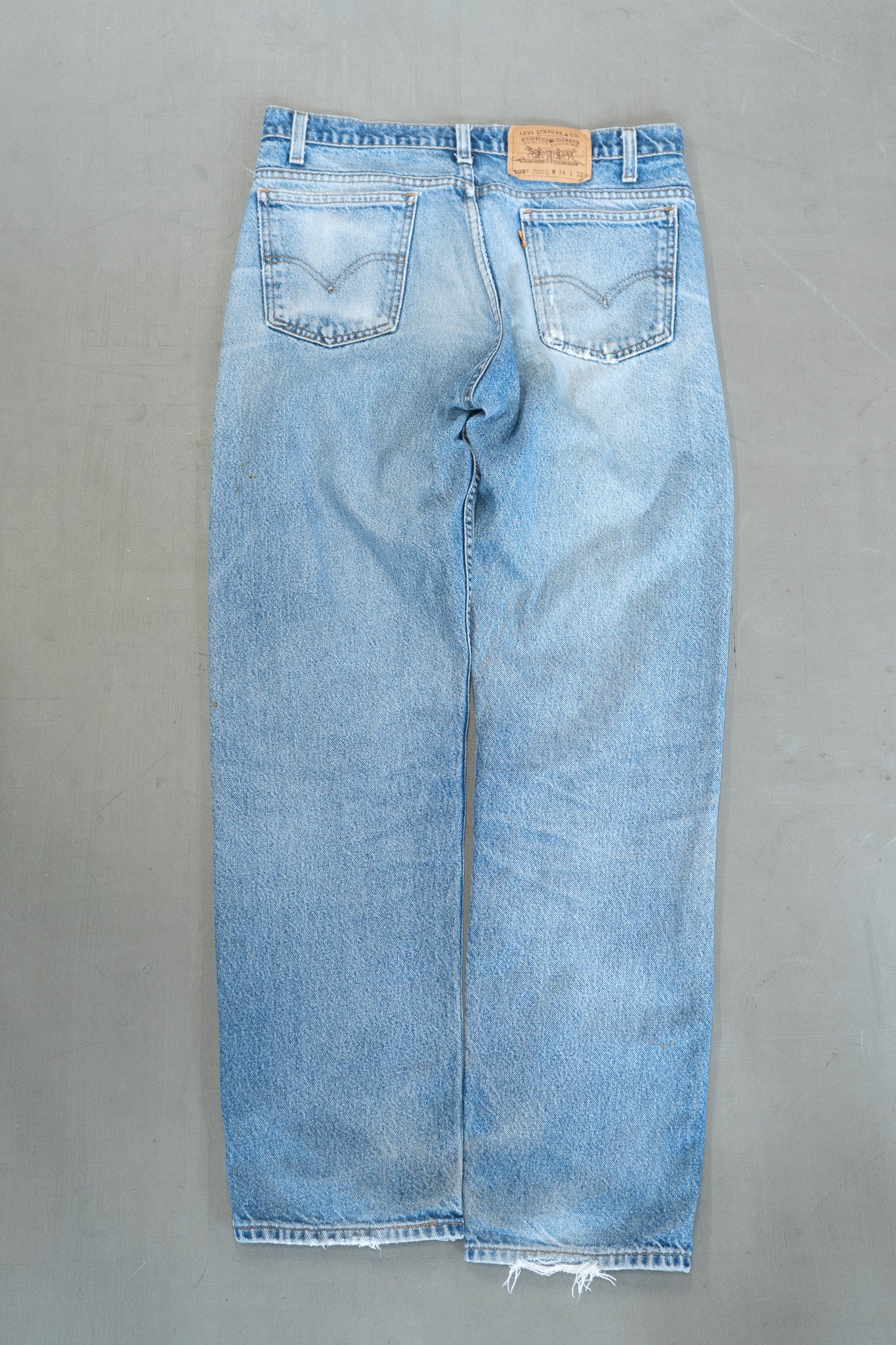 PANTALON EN DENIM LEVI'S 505 À ONGLETS ORANGE D'ÉCLAT VIEILLI DES ANNÉES 1990
