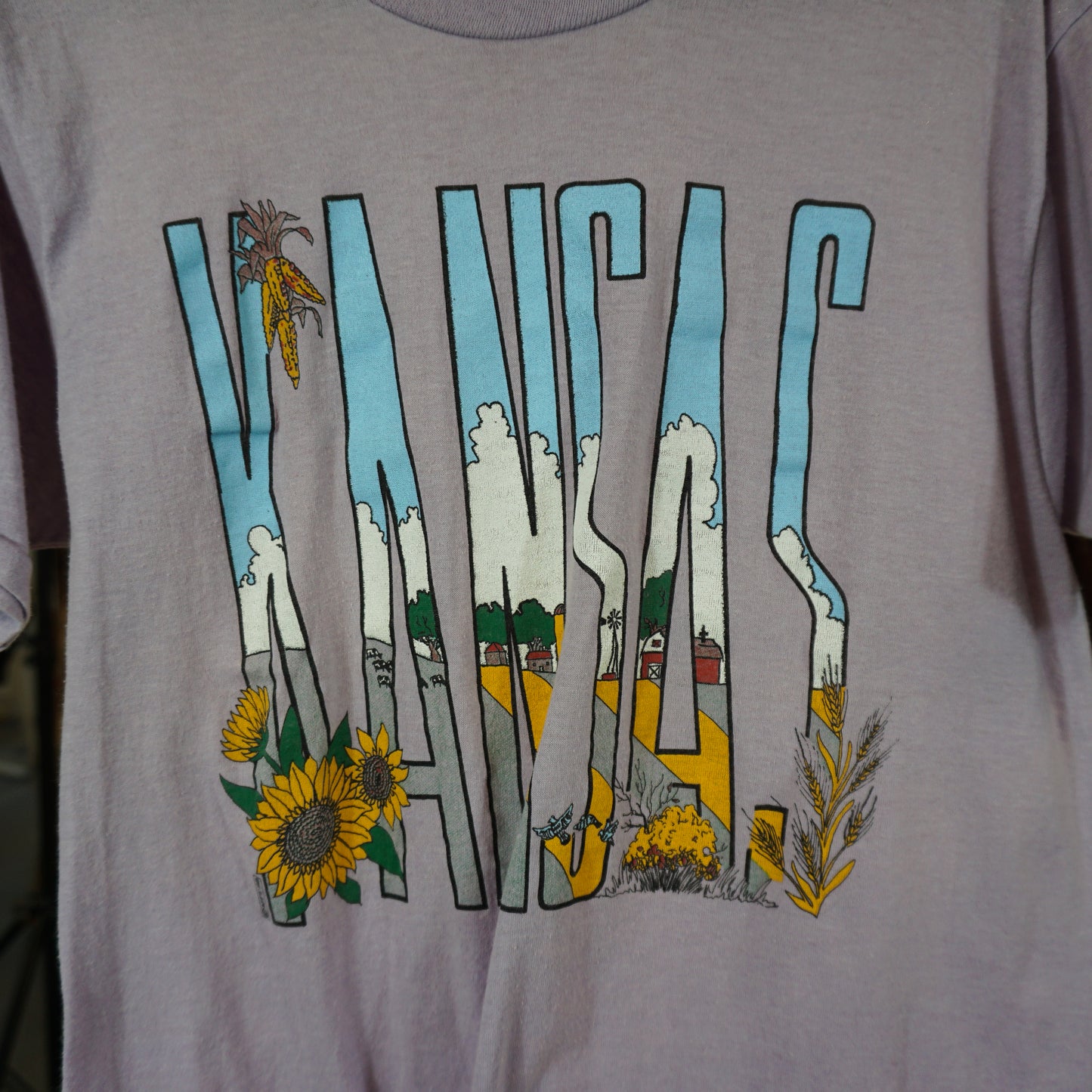 T-shirt graphique de l'État du Kansas 1988 (M)