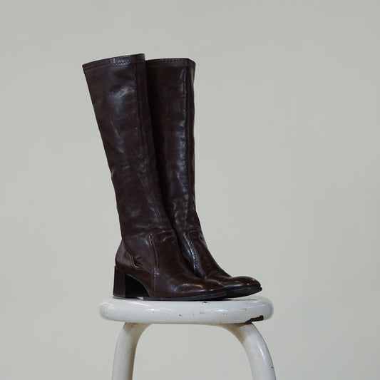 Franco Sarto Brown Leather Heel Boots (7M)