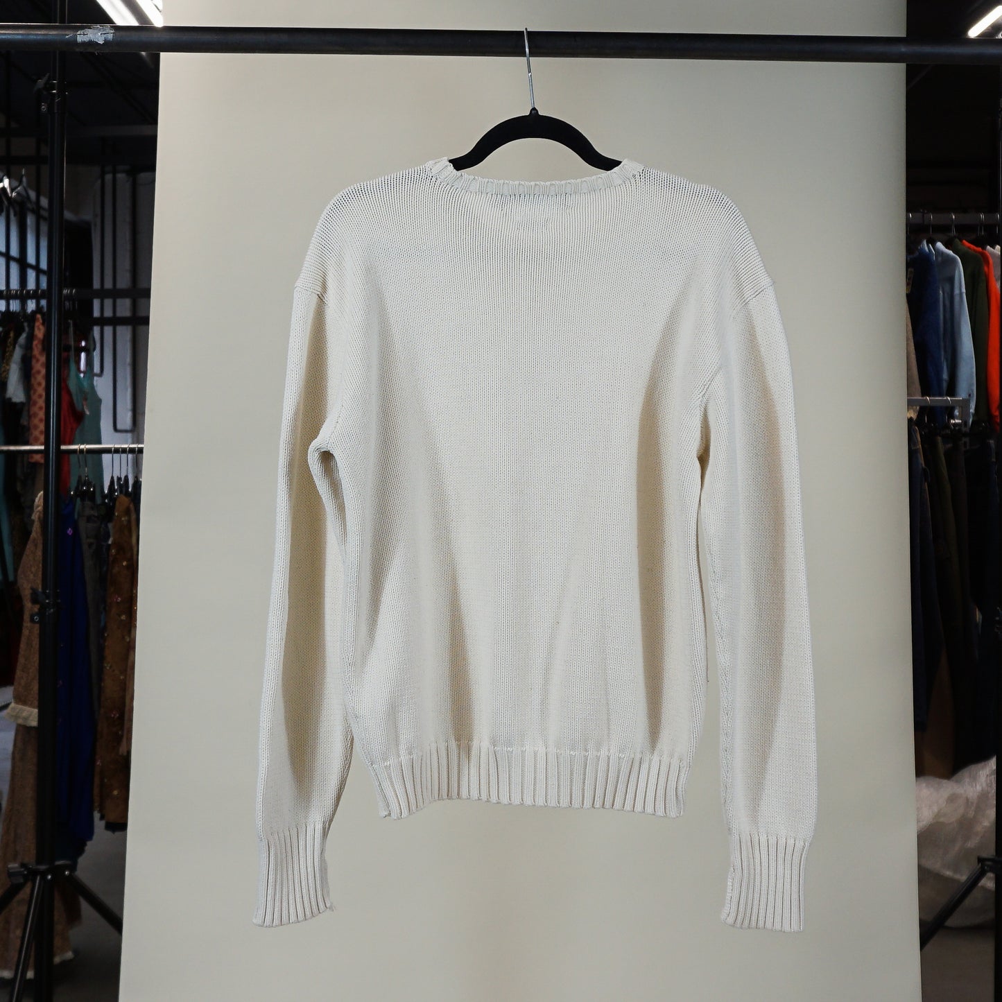 Pull en tricot crème Polo Ralph Lauren des années 1990 (M)
