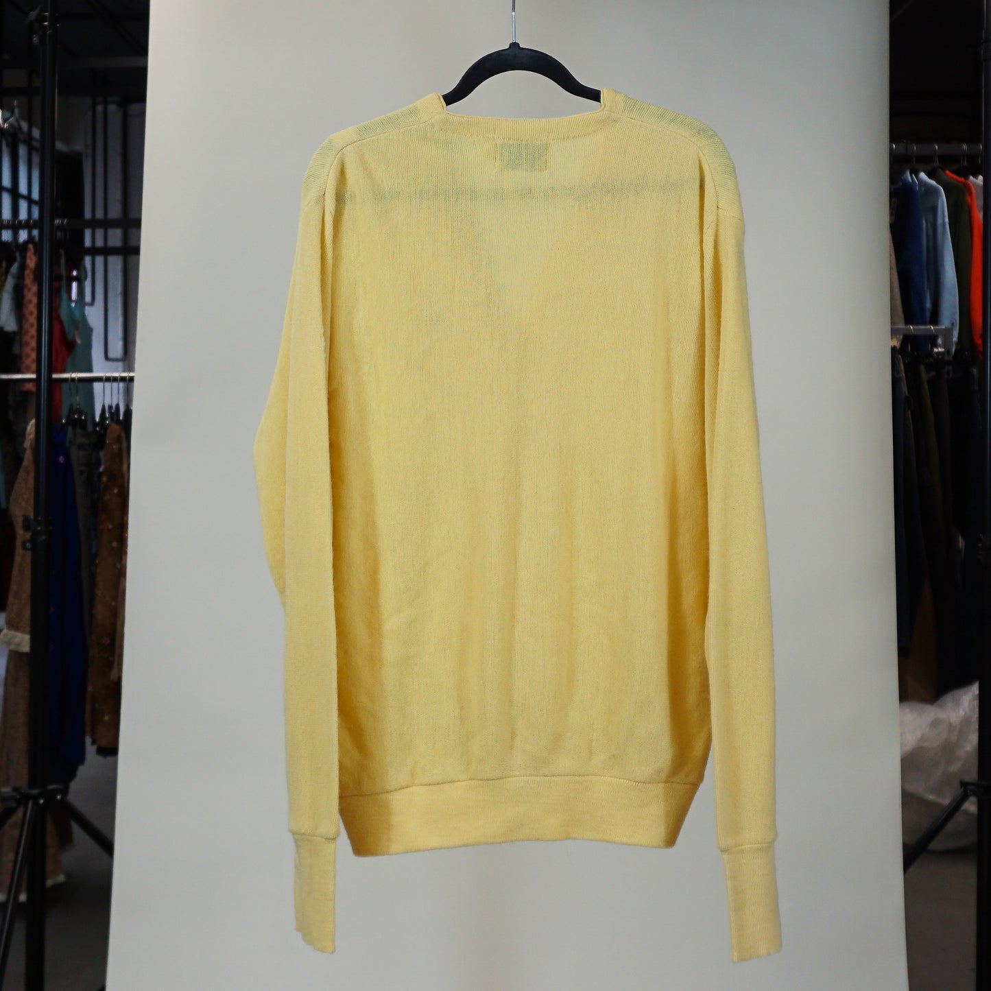 Cardigan jaune canari « Steeplechase » des années 1980 (XL)