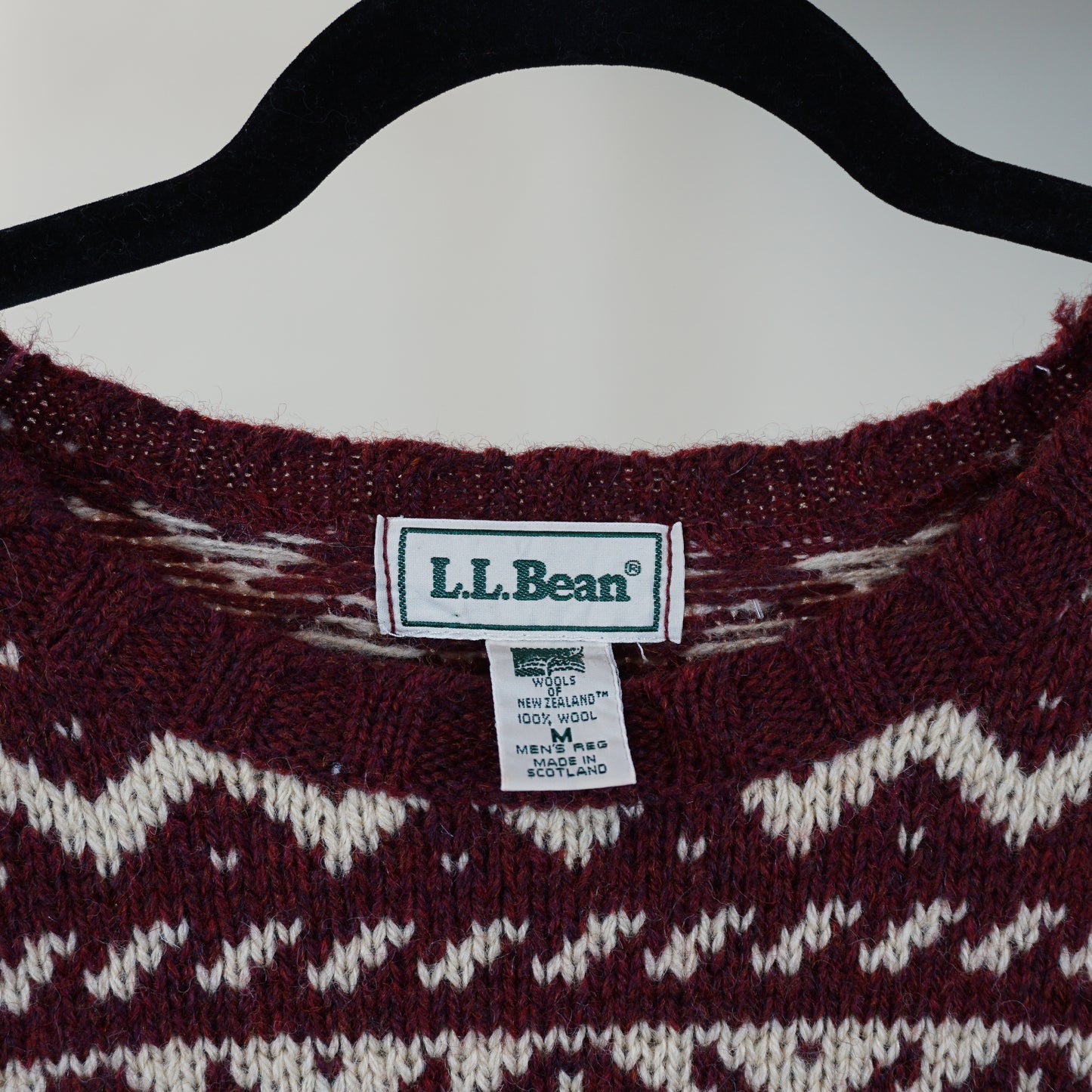 Pull en tricot de laine à motifs LL Bean des années 1980 (L)