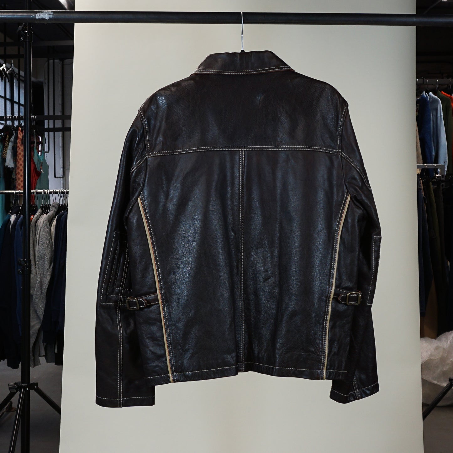 Y2K 'Jays New York' Leather Collared Jacket (M/L)