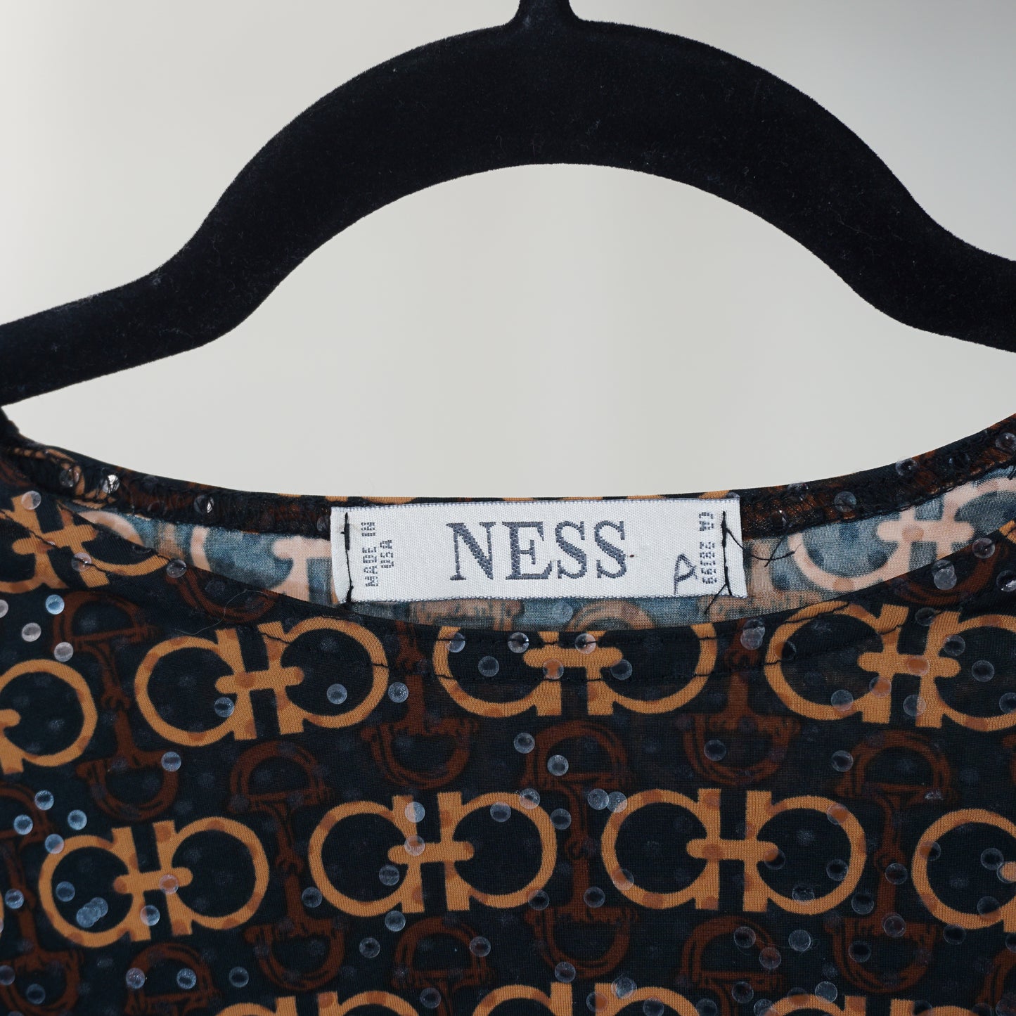 Chemise à motifs à paillettes 'Ness' des années 1990 (femmes S)