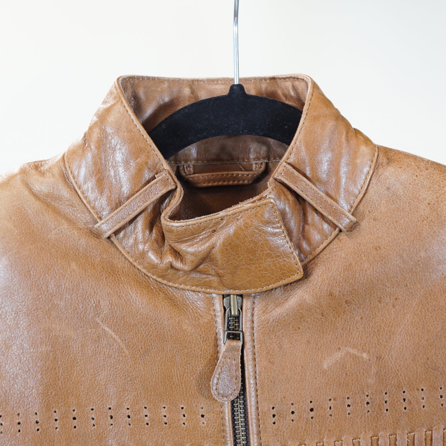 Y2K 'Jays New York' Genuine Leather Moto Jacket (Women's M)