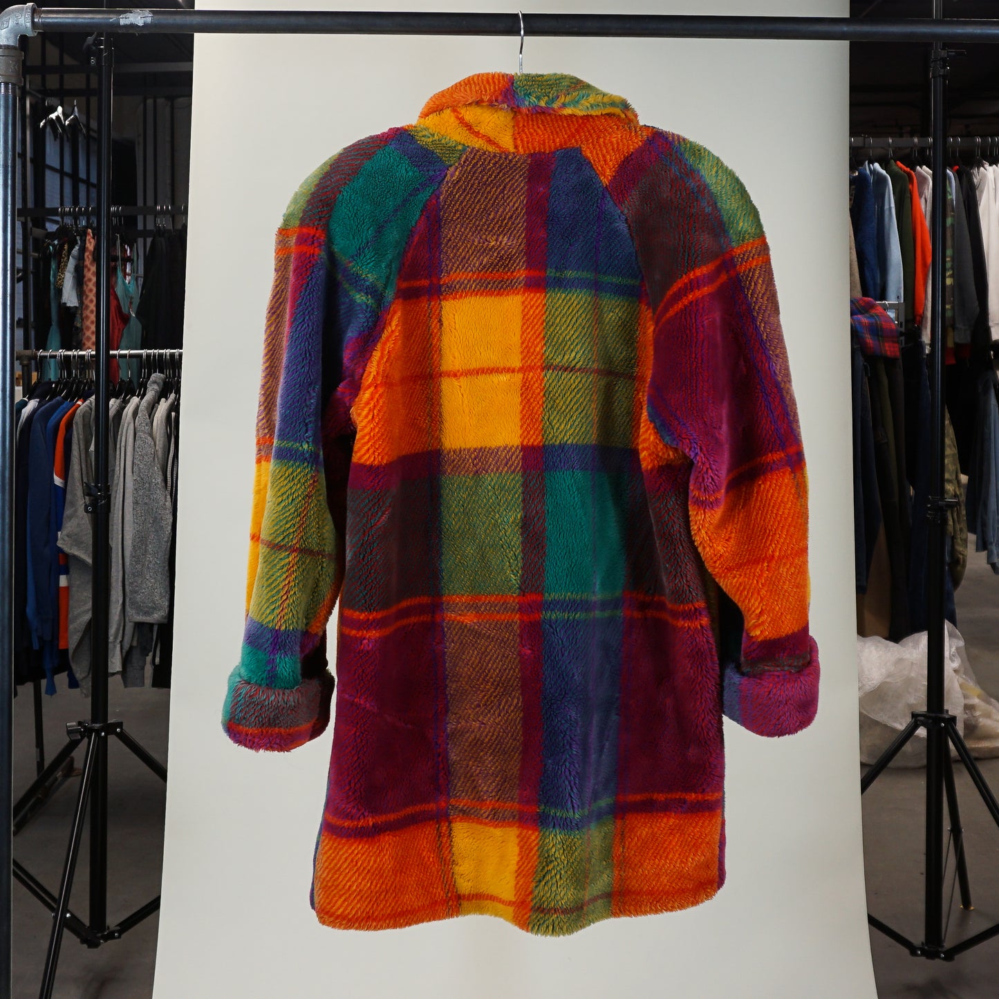 1990s 'Donnybrook' Made in USA Rainbow Faux Fur Jacket (M/L)