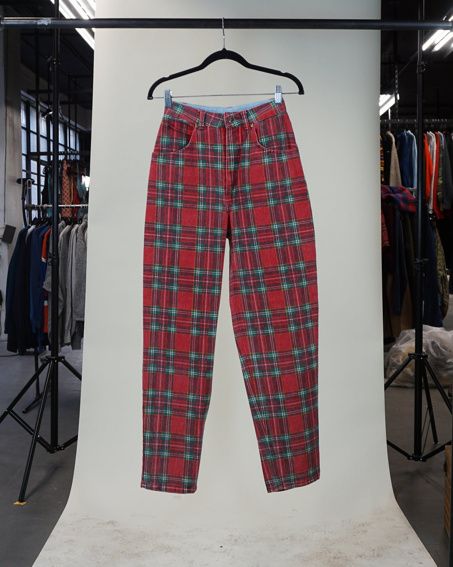 80s/90s 'Cambridge Dry Goods' Plaid Denim Pants (Women's 4)