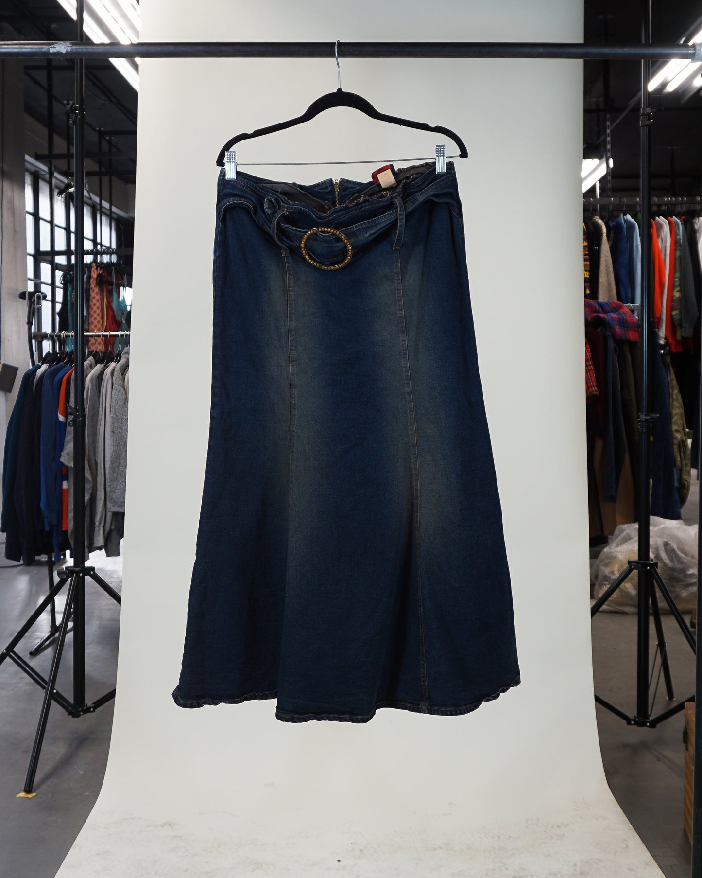 Y2K 'Big Time' Denim Maxi Skirt (Women's 2XL)