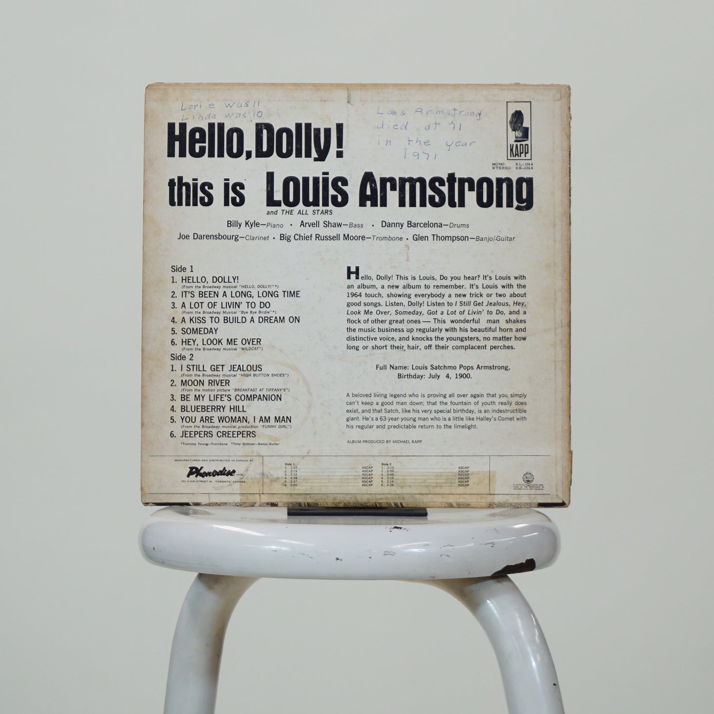 Louis Armstrong - Hello, Dolly! Vinyl 12"
