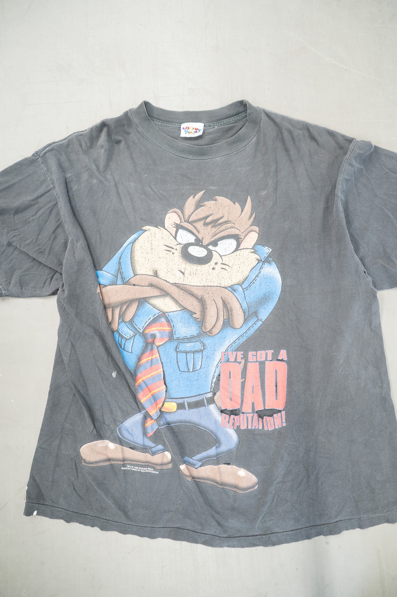 T-SHIRT PAPA DIABLE DE TAZMANIE EN DÉTRESSE DES ANNÉES 1990