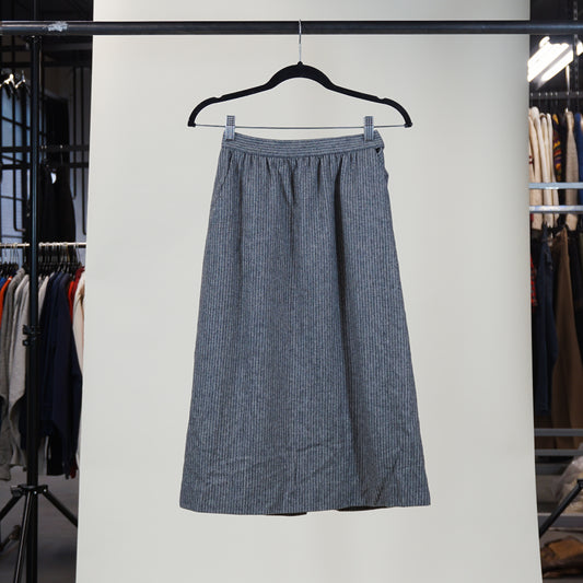 1990s 'JH Collectibles' Wool Blend Pinstripe Midi Skirt (24" Waist)