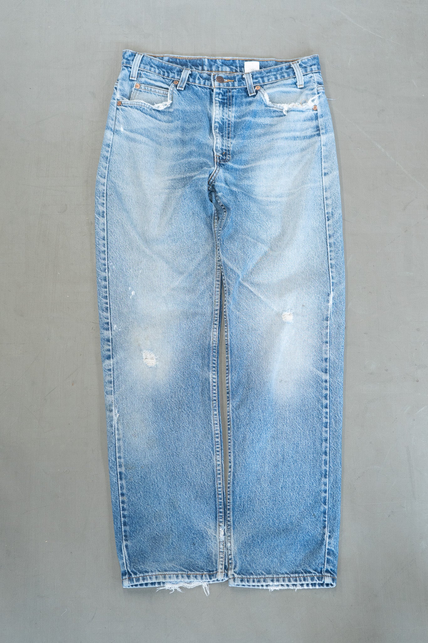 PANTALON EN DENIM LEVI'S 505 À ONGLETS ORANGE D'ÉCLAT VIEILLI DES ANNÉES 1990