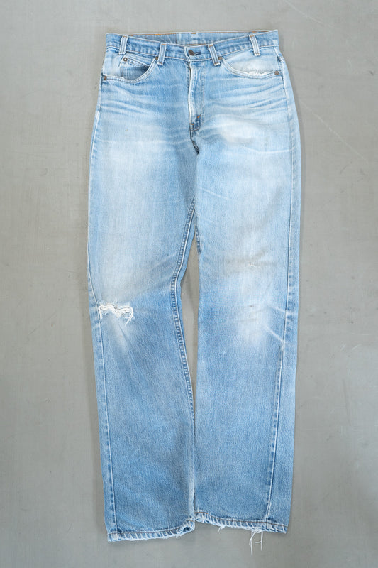 PANTALON EN DENIM LEVI'S À ONGLETS ORANGE D'ÉCLAT VIEILLI DES ANNÉES 1990