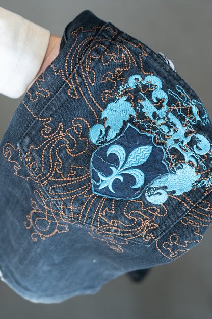 2000S MUKAWEAR 8-POCKET EMBROIDERED DENIM BAGGY PANTS