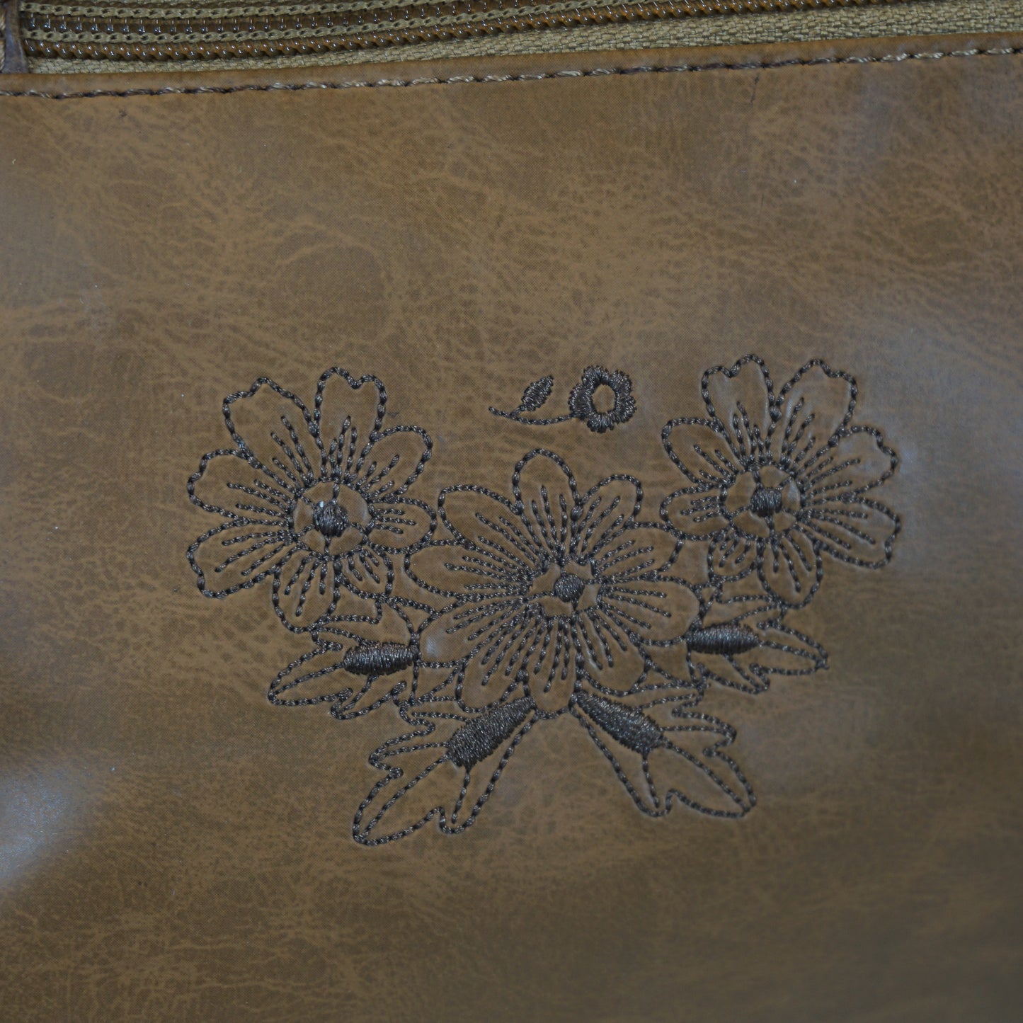 Embroidered Faux Leather Purse