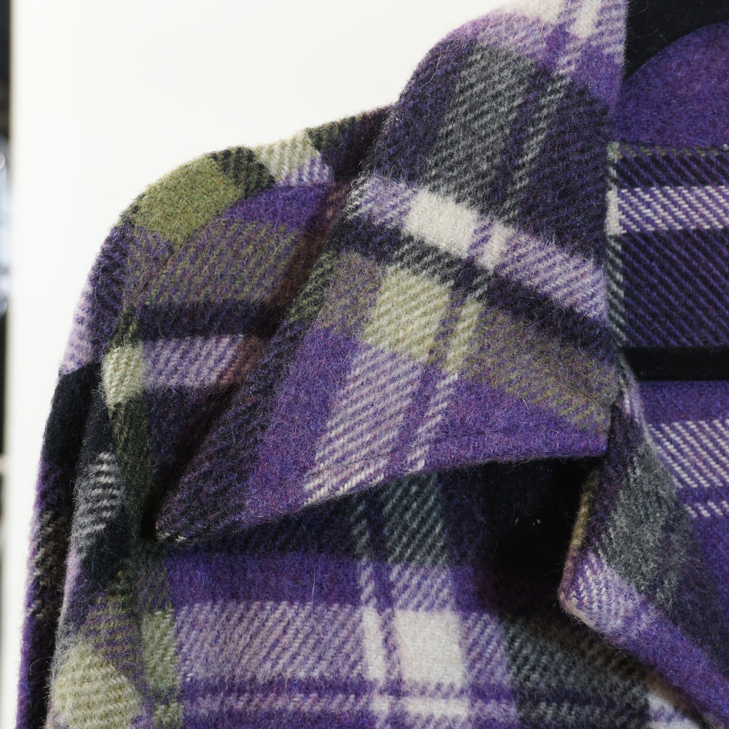 1980s Purple Plaid Wool Overcoat (M)