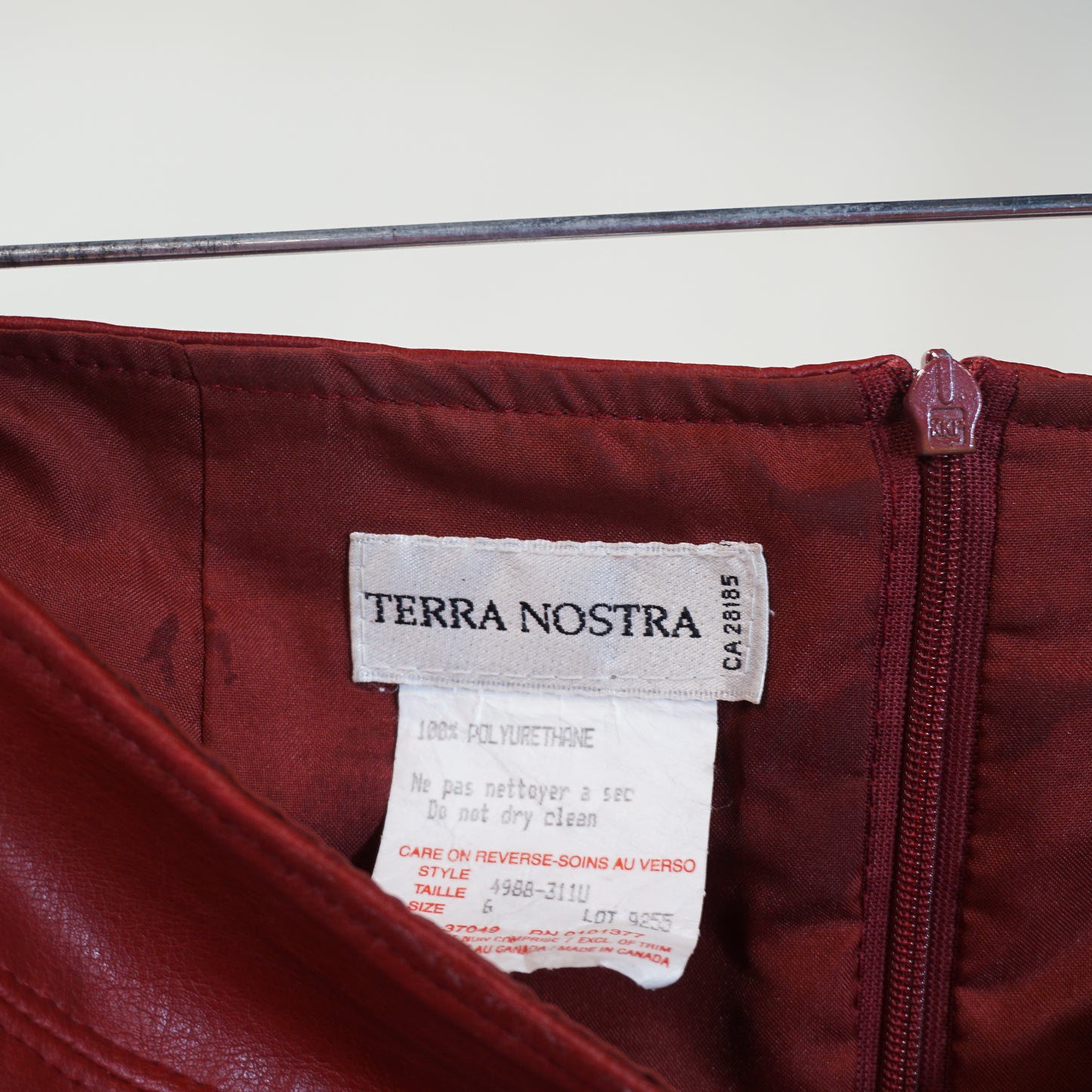 1990s 'Terra Nostra' Faux Leather Midi Skirt (28" Waist)